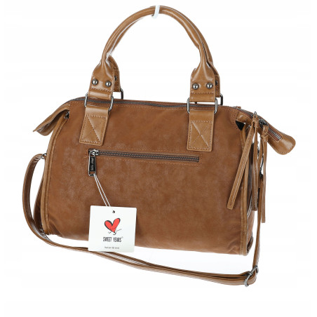 Torebka damska shopper kuferek modna torba do pracy szkoły WS518 Brązowa