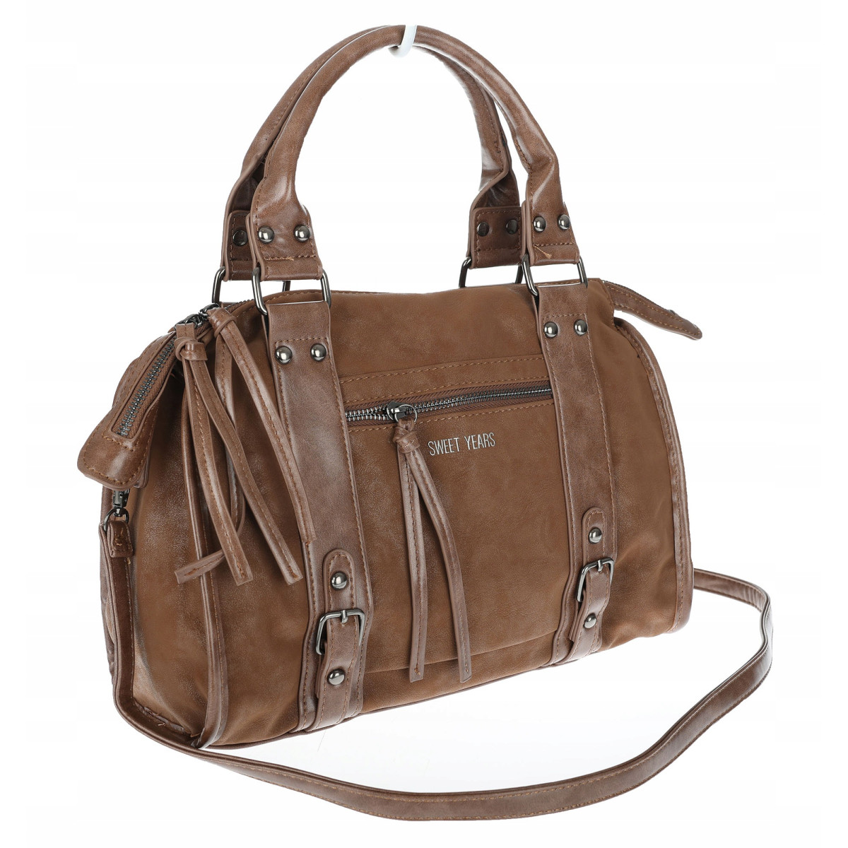 Torebka damska shopper kuferek modna torba do pracy szkoły WS518 Brązowa