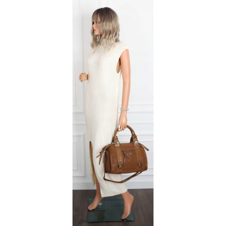 Torebka damska shopper kuferek modna torba do pracy szkoły WS518 Brązowa