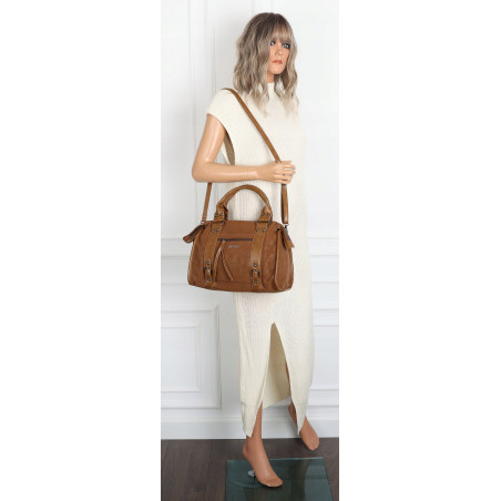 Torebka damska shopper kuferek modna torba do pracy szkoły WS518 Brązowa