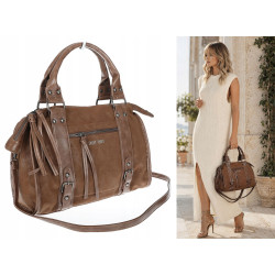 Torebka damska shopper kuferek modna torba do pracy szkoły WS518 Brązowa