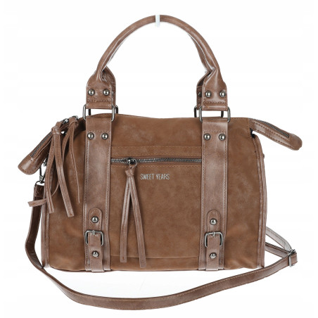 Torebka damska shopper kuferek modna torba do pracy szkoły WS518 Brązowa