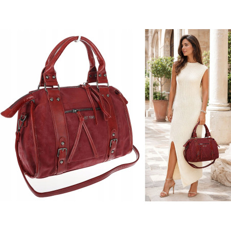 Torebka damska shopper kuferek modna torba do pracy szkoły WS518 Czerwona