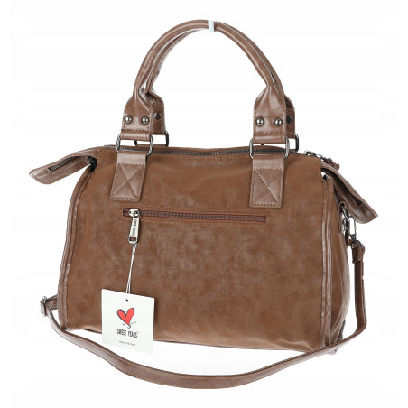 Torebka damska shopper kuferek modna torba do pracy szkoły WS518 Brązowa