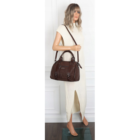 Torebka damska shopper kuferek elegancka torba do pracy WS518 Czekoladowa