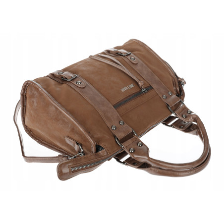 Torebka damska shopper kuferek modna torba do pracy szkoły WS518 Brązowa