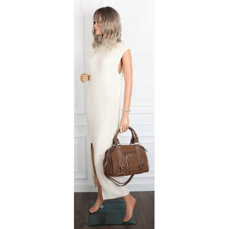 Torebka damska shopper kuferek modna torba do pracy szkoły WS518 Brązowa