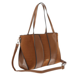 Torebka damska shopper zamszowa pojemna A4 torba na ramię CC891 Brązowa