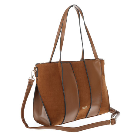 Torebka damska shopper zamszowa pojemna A4 torba na ramię CC891 Brązowa