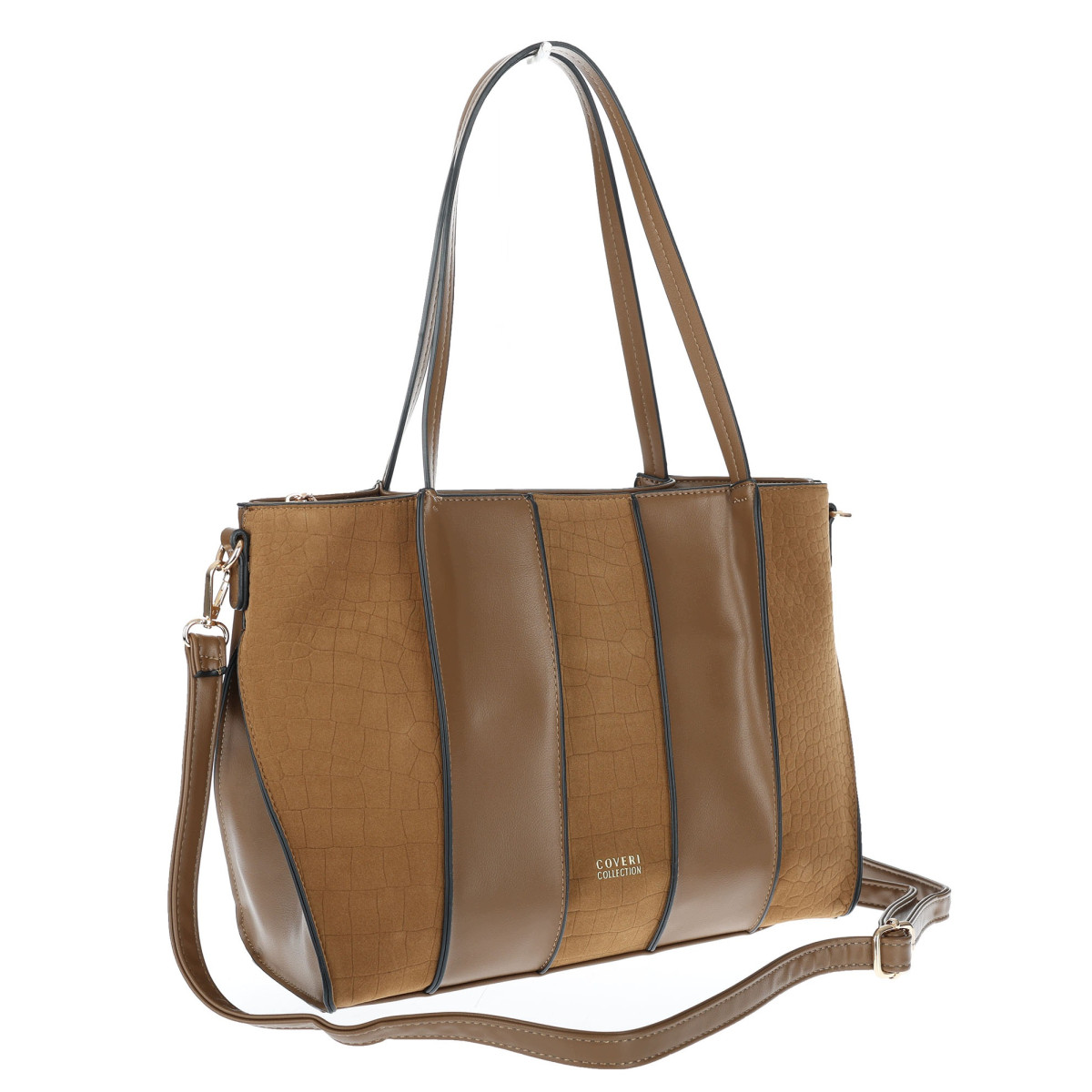 Torebka damska shopper zamszowa pojemna A4 torba na ramię CC891 Taupe