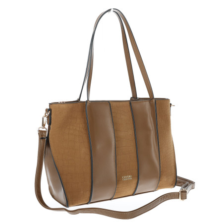 Torebka damska shopper zamszowa pojemna A4 torba na ramię CC891 Taupe