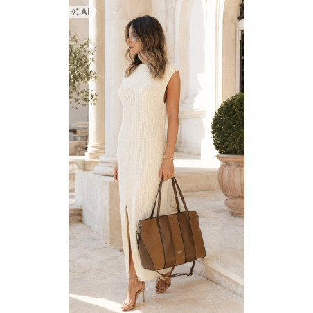 Torebka damska shopper zamszowa pojemna A4 torba na ramię CC891 Taupe