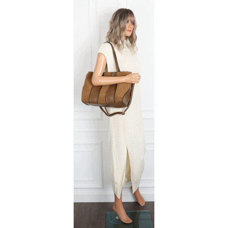 Torebka damska shopper zamszowa pojemna A4 torba na ramię CC891 Taupe