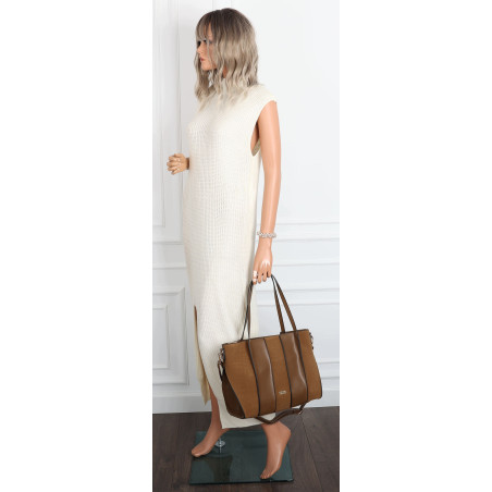Torebka damska shopper zamszowa pojemna A4 torba na ramię CC891 Taupe