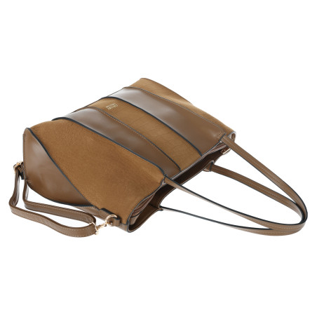 Torebka damska shopper zamszowa pojemna A4 torba na ramię CC891 Taupe
