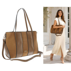 Torebka damska shopper zamszowa pojemna A4 torba na ramię CC891 Taupe