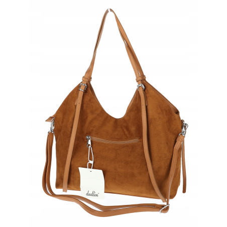 Torebka damska zamszowa shopper pojemna torba elegancka modna 638C Brązowa