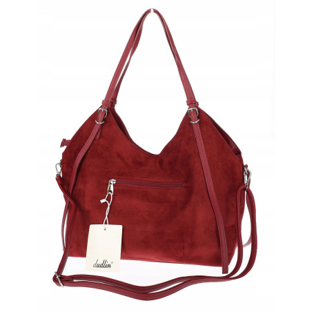 Torebka damska zamszowa shopper pojemna elegancka modna torba 638C Czerwona