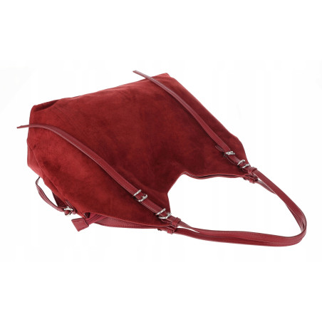 Torebka damska zamszowa shopper pojemna elegancka modna torba 638C Czerwona