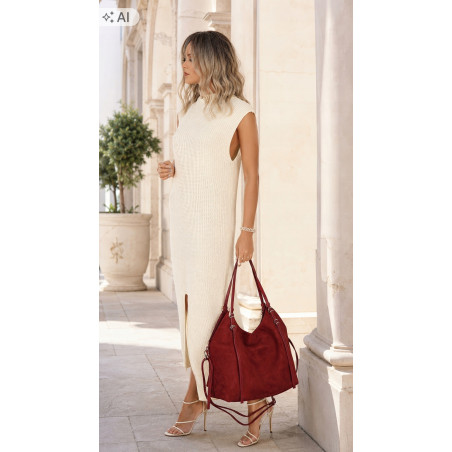 Torebka damska zamszowa shopper pojemna elegancka modna torba 638C Czerwona