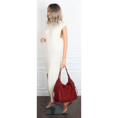Torebka damska zamszowa shopper pojemna elegancka modna torba 638C Czerwona