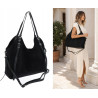 Torebka damska zamszowa shopper worek pojemna elegancka modna 638C Czarna