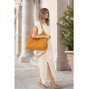Torebka damska zamszowa shopper pojemna elegancka modna 638C Musztardowa