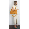 Torebka damska zamszowa shopper pojemna elegancka modna 638C Musztardowa