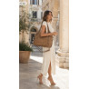 Torebka damska zamszowa shopper pojemna elegancka modna torba 638C Beżowa