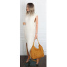 Torebka damska zamszowa shopper pojemna elegancka modna 638C Musztardowa