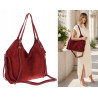 Torebka damska zamszowa shopper pojemna elegancka modna torba 638C Czerwona