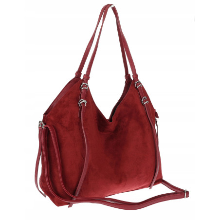 Torebka damska zamszowa shopper pojemna elegancka modna torba 638C Czerwona