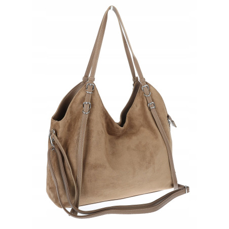 Torebka damska zamszowa shopper pojemna elegancka modna torba 638C Beżowa