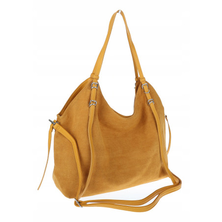 Torebka damska zamszowa shopper pojemna elegancka modna 638C Musztardowa