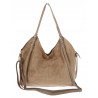 Torebka damska zamszowa shopper pojemna elegancka modna torba 638C Beżowa
