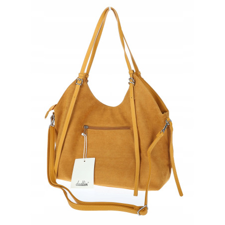 Torebka damska zamszowa shopper pojemna elegancka modna 638C Musztardowa