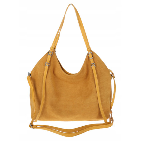 Torebka damska zamszowa shopper pojemna elegancka modna 638C Musztardowa
