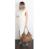 Torebka damska zamszowa shopper pojemna elegancka modna torba 638C Beżowa