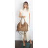 Torebka damska zamszowa shopper pojemna elegancka modna torba 638C Beżowa