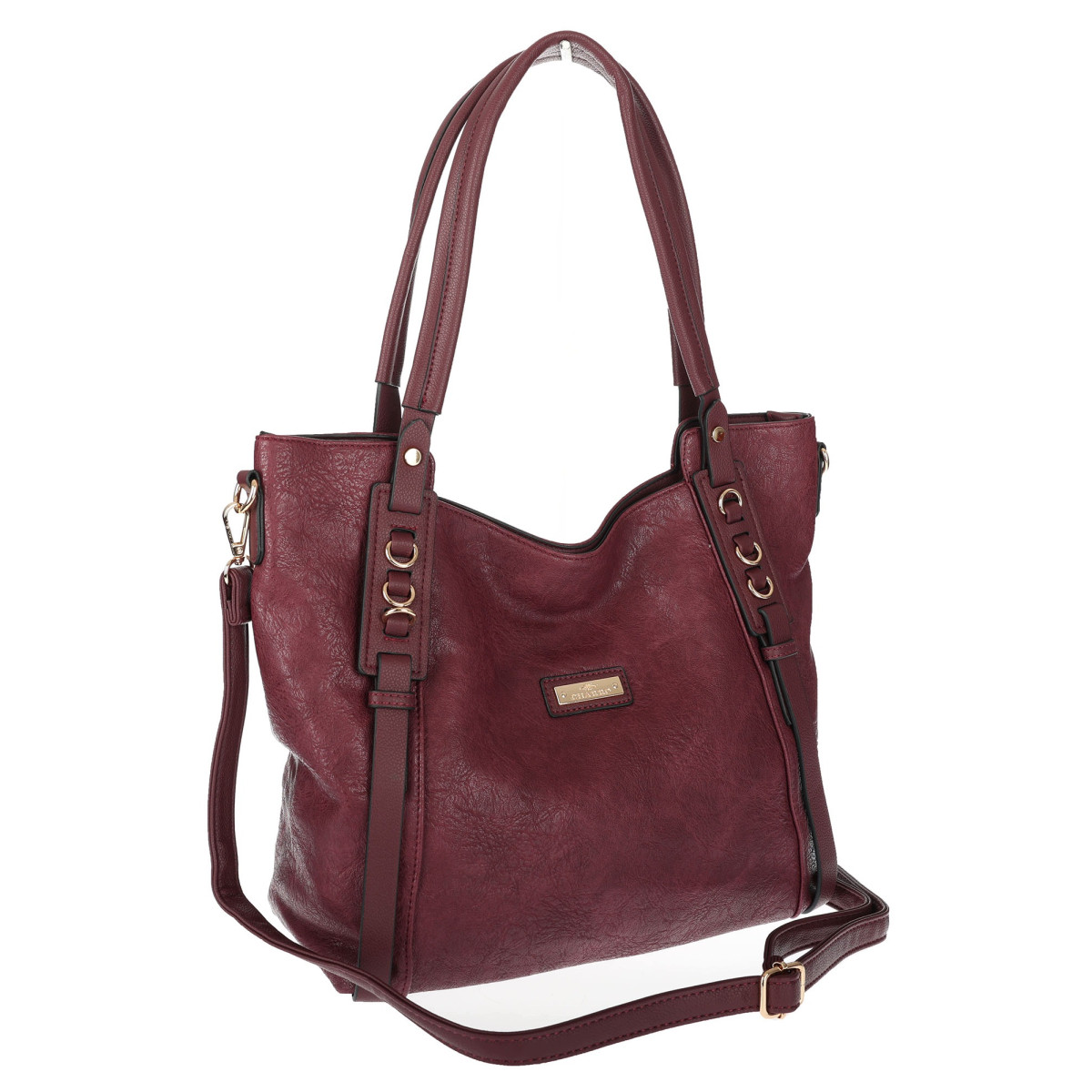 Torebka damska shopper pojemna elegancka torba worek na ramię CH914 Bordowa