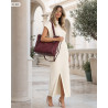 Torebka damska shopper pojemna elegancka torba worek na ramię CH914 Bordowa