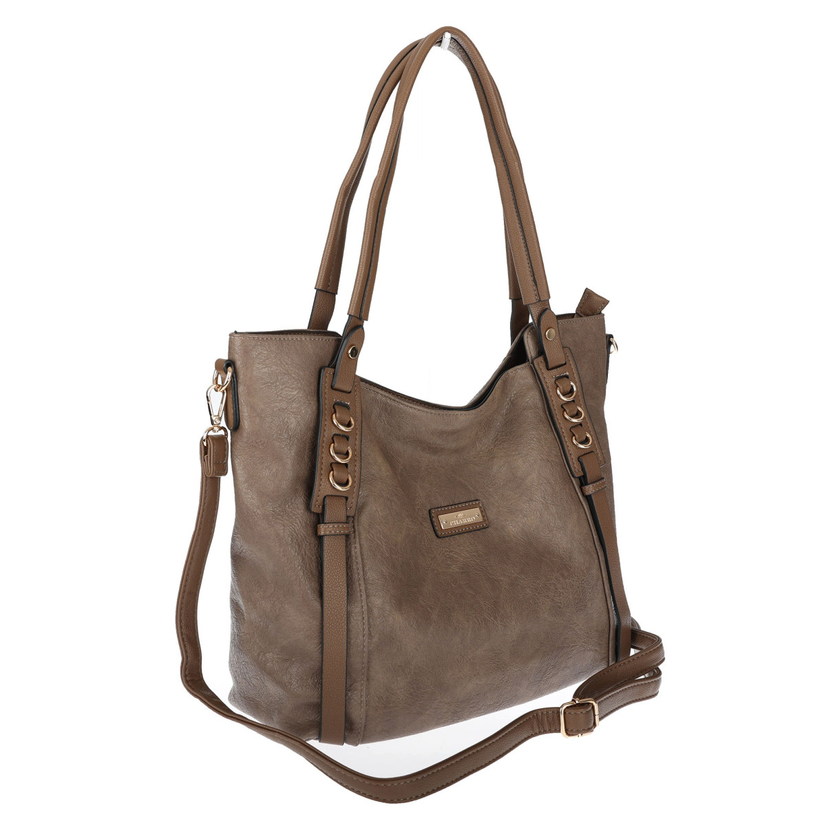 Torebka damska shopper pojemna elegancka torba worek na ramię CH914 Beżowa