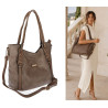 Torebka damska shopper pojemna elegancka torba worek na ramię CH914 Beżowa