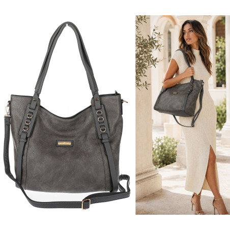 Torebka damska shopper pojemna elegancka do pracy torba worek CH914 Szara