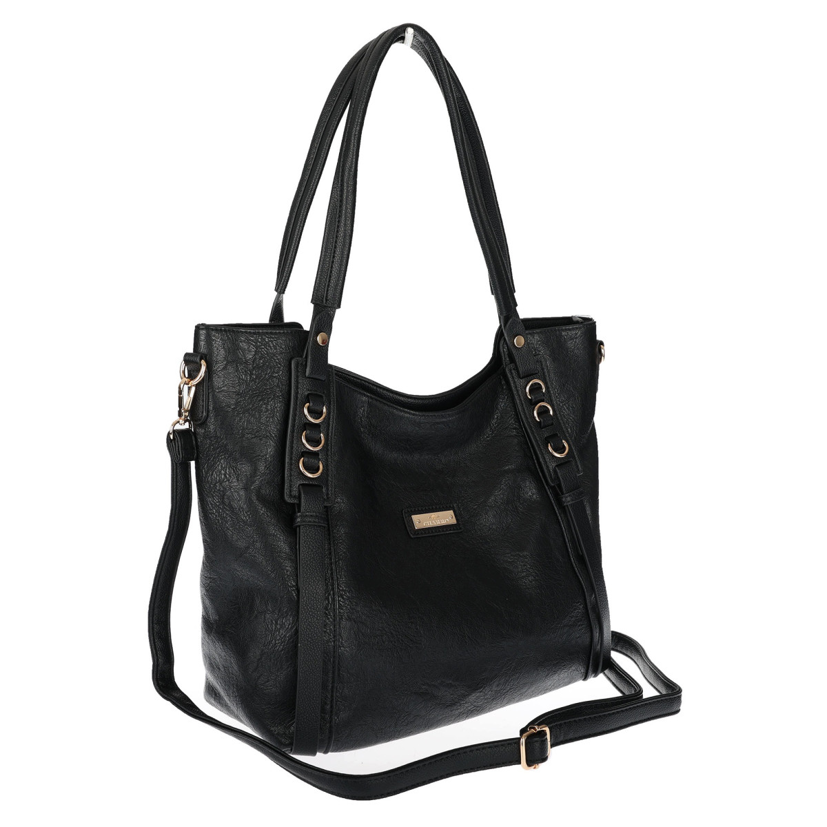 Torebka damska shopper pojemna elegancka torba worek na ramię CH914 Czarna