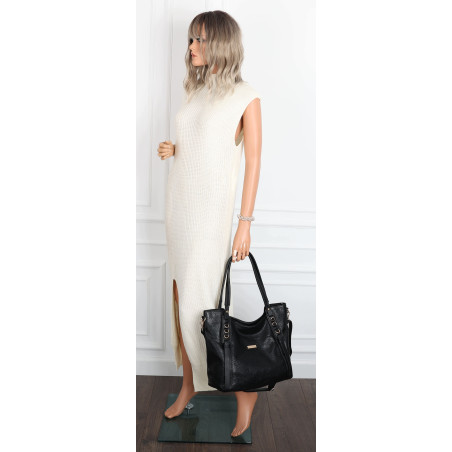 Torebka damska shopper pojemna elegancka torba worek na ramię CH914 Czarna
