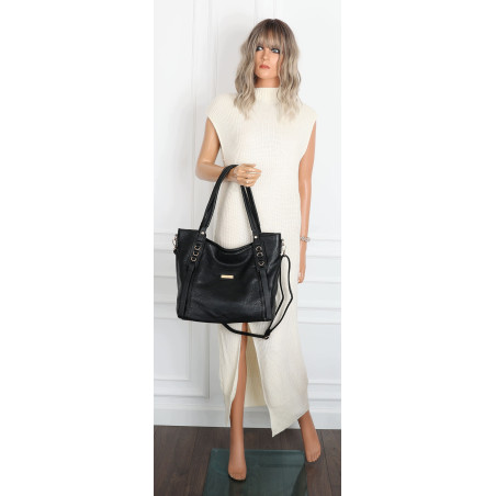 Torebka damska shopper pojemna elegancka torba worek na ramię CH914 Czarna