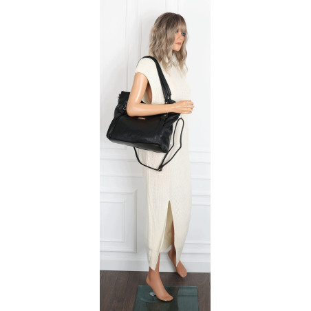 Torebka damska shopper pojemna elegancka torba worek na ramię CH914 Czarna