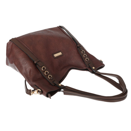 Torebka damska shopper pojemna modna do pracy torba worek CH914 Czekoladowa