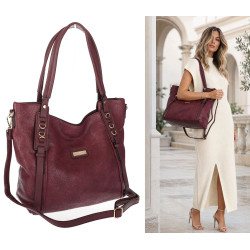 Torebka damska shopper pojemna elegancka torba worek na ramię CH914 Bordowa